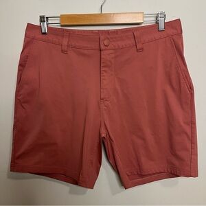 RHONE Men's Terracotta Flat Front Shorts Chinos Classic Casual Golf Outdoor